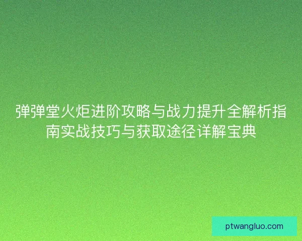 弹弹堂火炬进阶攻略与战力提升全解析指南实战技巧与获取途径详解宝典
